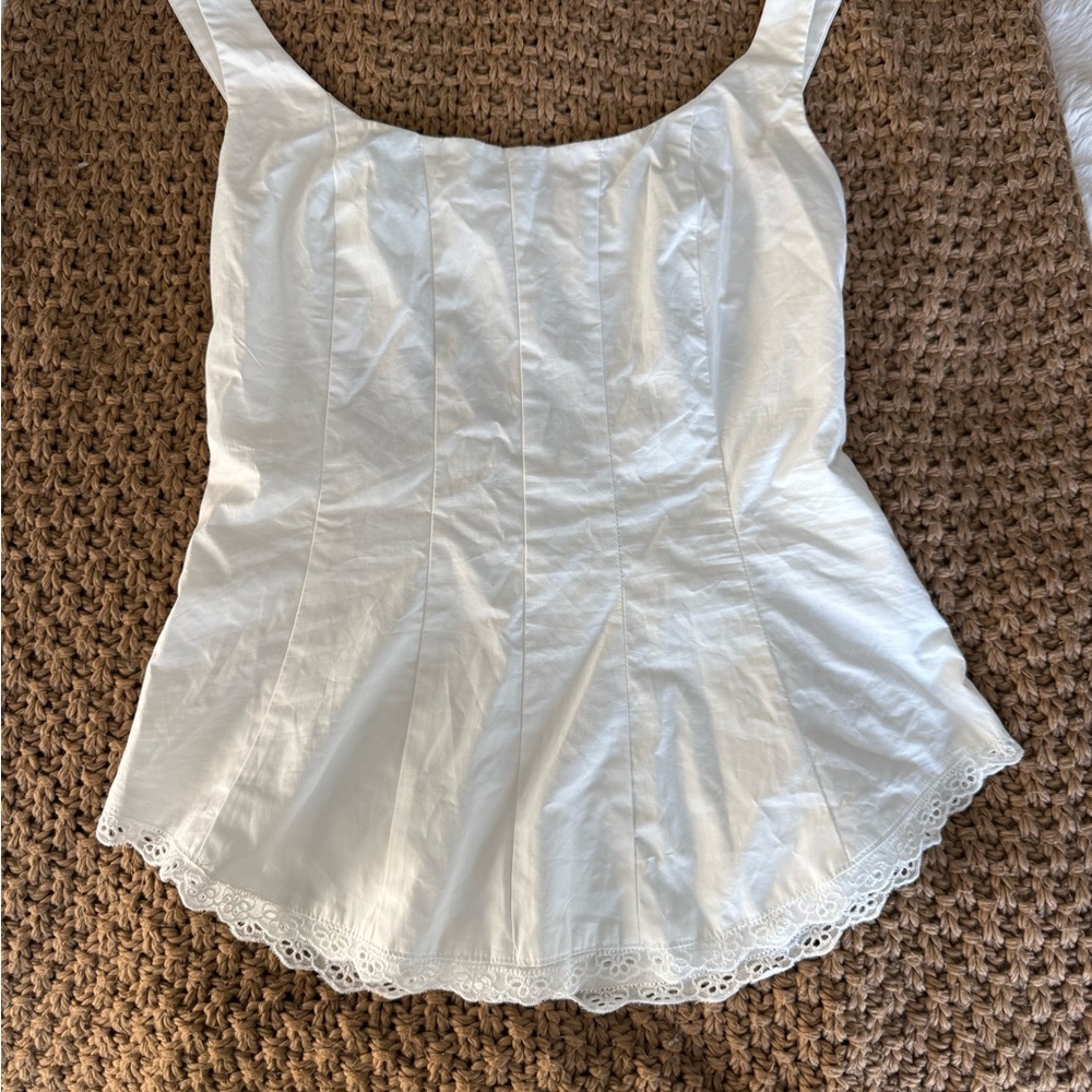 Cider Elegant White Lace Trimmed Women's Top